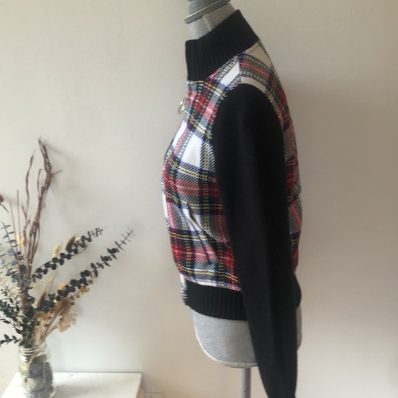 Moschino Jeans Plaid Knit Bomber Jacket - Picture 5 of 9